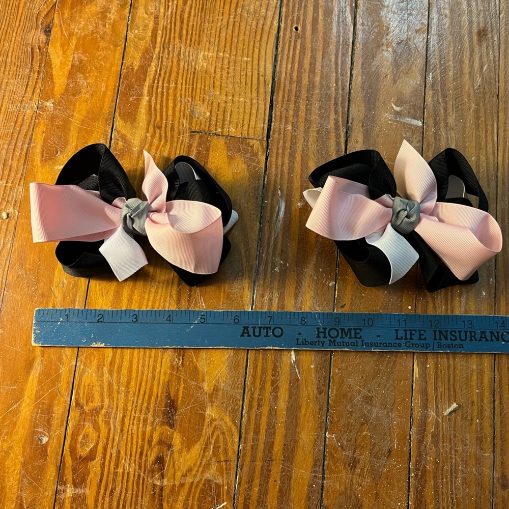 Set: Pink & Black Hair Bows